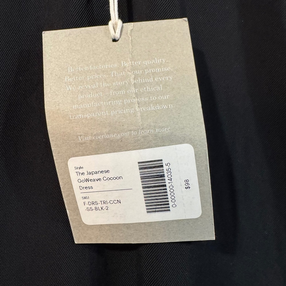 NWT EVERLANE The Japanese GoWeave Cocoon Dress Black Sleeveless‎ Midi Size 2 - Picture 4 of 6